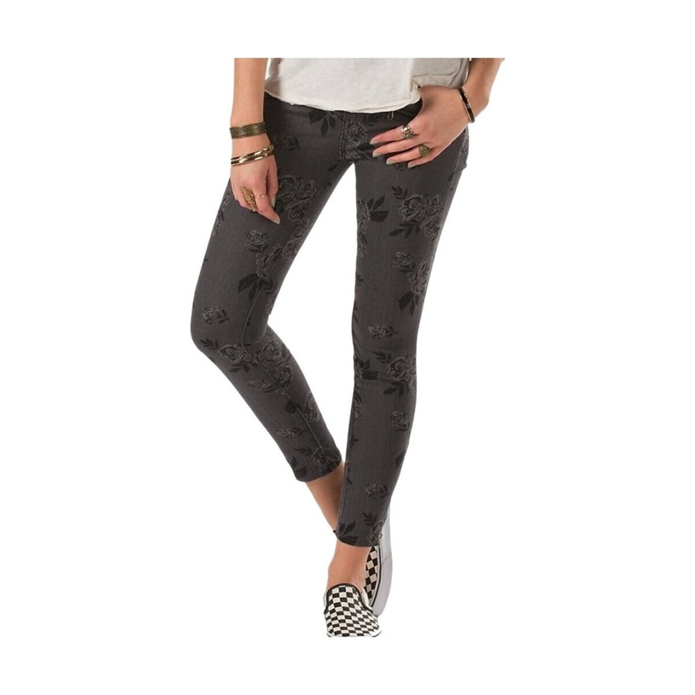NWT Vans Off The Wall Low Waist Moto Floral Skinny Jeans Sz 7